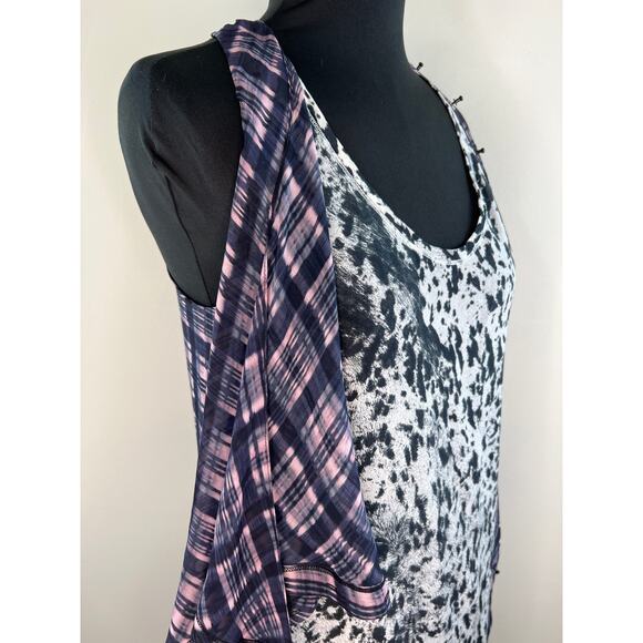 3.1 Phillip Lim Mixed Print Purple Black White Silk Draped Sleeveless Top 6 - Picture 4 of 8